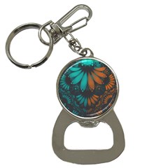 Beautiful Teal And Orange Paisley Fractal Feathers Button Necklaces