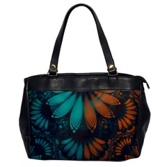 Beautiful Teal And Orange Paisley Fractal Feathers Office Handbags by jayaprime