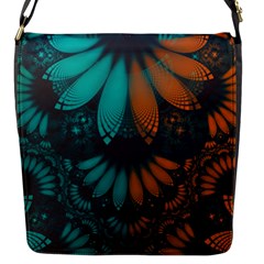 Beautiful Teal And Orange Paisley Fractal Feathers Flap Messenger Bag (s) by jayaprime