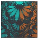 Beautiful Teal and Orange Paisley Fractal Feathers Large Satin Scarf (Square) Front