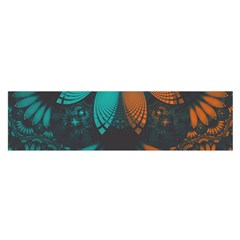 Beautiful Teal And Orange Paisley Fractal Feathers Satin Scarf (oblong) by jayaprime