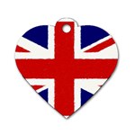 Union Jack Pencil Art Dog Tag Heart (Two Sides) Back