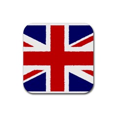 Union Jack Watercolor Drawing Art Rubber Coaster (square)  by picsaspassion