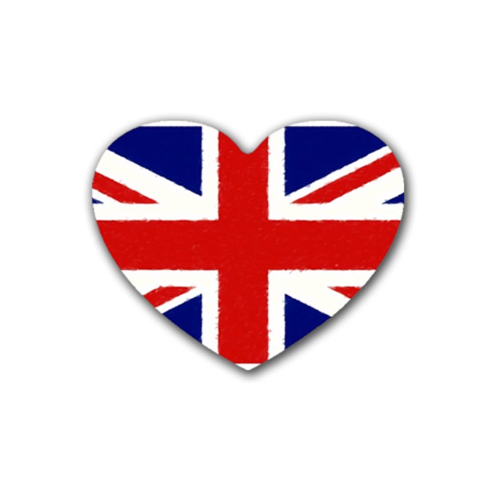 Union Jack watercolor drawing art Rubber Coaster (Heart) 