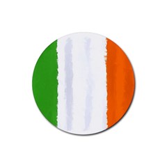 Flag Ireland, Banner Watercolor Painting Art Rubber Round Coaster (4 Pack)  by picsaspassion