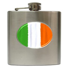 Flag Ireland, Banner Watercolor Painting Art Hip Flask (6 Oz) by picsaspassion