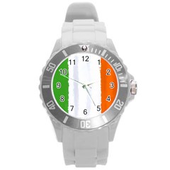 Flag Ireland, Banner Watercolor Painting Art Round Plastic Sport Watch (l) by picsaspassion