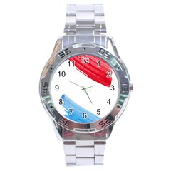 Tricolor Banner Watercolor Painting Art Stainless Steel Analogue Watch by picsaspassion