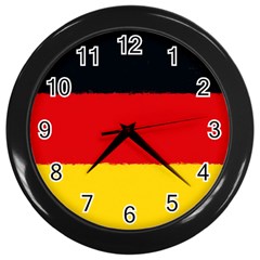 German Flag, Banner Deutschland, Watercolor Painting Art Wall Clocks (black) by picsaspassion