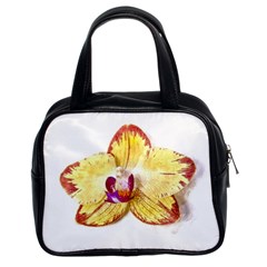 Yellow Phalaenopsis Flower, Floral Aquarel Watercolor Painting Art Classic Handbags (2 Sides) by picsaspassion