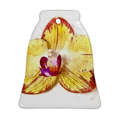 Yellow Phalaenopsis Flower, Floral Aquarel Watercolor Painting Art Ornament (bell) by picsaspassion