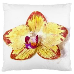 Yellow Phalaenopsis Flower, Floral Aquarel Watercolor Painting Art Large Flano Cushion Case (one Side)