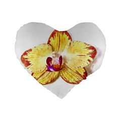 Yellow Phalaenopsis Flower, Floral Aquarel Watercolor Painting Art Standard 16  Premium Flano Heart Shape Cushions