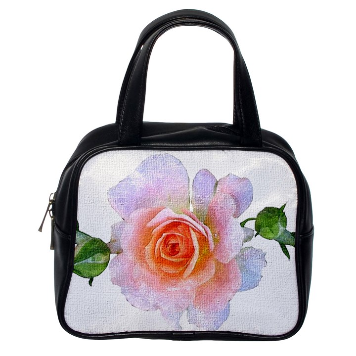 Pink Rose flower, floral oil painting art Classic Handbags (One Side)