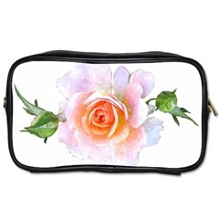 Pink Rose Flower, Floral Watercolor Aquarel Painting Art Toiletries Bags 2-side by picsaspassion