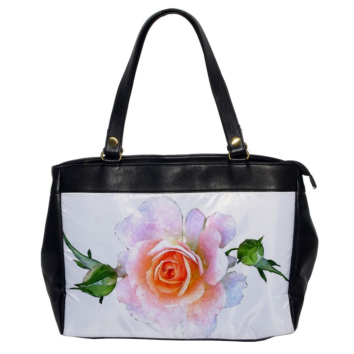 Pink Rose flower, floral watercolor aquarel painting art Office Handbags