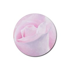 Rose Pink Flower, Floral Aquarel - Watercolor Painting Art Rubber Coaster (round)  by picsaspassion