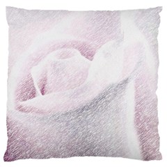 Rose Pink Flower  Floral Pencil Drawing Art Large Flano Cushion Case (two Sides)