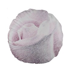 Rose Pink Flower  Floral Pencil Drawing Art Standard 15  Premium Flano Round Cushions