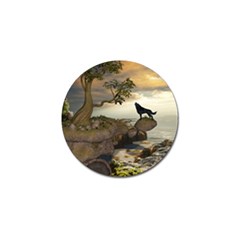 The Lonely Wolf On The Flying Rock Golf Ball Marker by FantasyWorld7