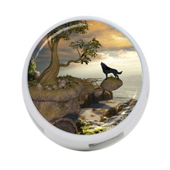 The Lonely Wolf On The Flying Rock 4-port Usb Hub (one Side) by FantasyWorld7