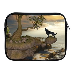 The Lonely Wolf On The Flying Rock Apple Ipad 2/3/4 Zipper Cases by FantasyWorld7
