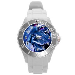 Abstract Acryl Art Round Plastic Sport Watch (L)