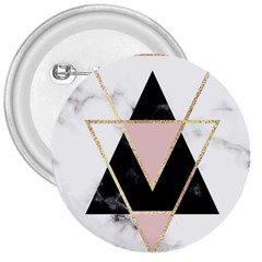 Triangles,gold,black,pink,marbles,collage,modern,trendy,cute,decorative, 3  Buttons by NouveauDesign