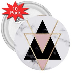 Triangles,gold,black,pink,marbles,collage,modern,trendy,cute,decorative, 3  Buttons (10 Pack)  by NouveauDesign