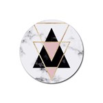 Triangles,gold,black,pink,marbles,collage,modern,trendy,cute,decorative, Rubber Coaster (Round)  Front