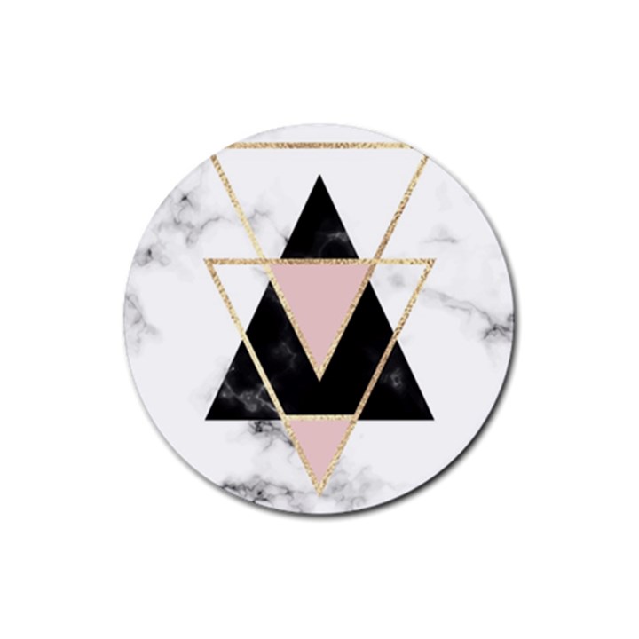 Triangles,gold,black,pink,marbles,collage,modern,trendy,cute,decorative, Rubber Coaster (Round) 