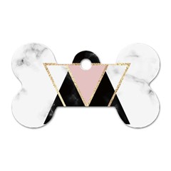 Triangles,gold,black,pink,marbles,collage,modern,trendy,cute,decorative, Dog Tag Bone (two Sides) by NouveauDesign