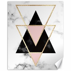 Triangles,gold,black,pink,marbles,collage,modern,trendy,cute,decorative, Canvas 11  X 14   by NouveauDesign