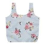 floral blue Full Print Recycle Bags (L)  Back