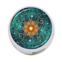 Beautiful Tangerine Orange And Teal Lotus Fractals 4-port Usb Hub (one Side) by jayaprime