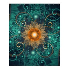 Beautiful Tangerine Orange And Teal Lotus Fractals Shower Curtain 60  X 72  (medium) 