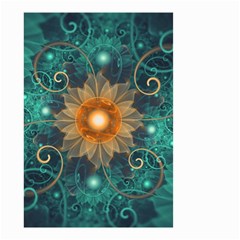 Beautiful Tangerine Orange And Teal Lotus Fractals Small Garden Flag (two Sides) by jayaprime