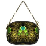 Beautiful Gold And Green Fractal Peacock Feathers Chain Purses (One Side)  Front
