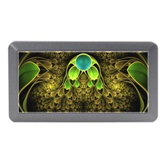 Beautiful Gold And Green Fractal Peacock Feathers Memory Card Reader (mini) by jayaprime