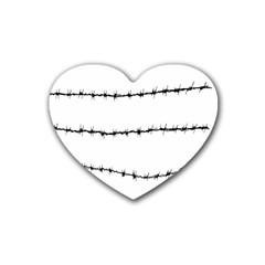 Barbed Wire Black Rubber Coaster (heart)  by Mariart