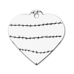 Barbed Wire Black Dog Tag Heart (two Sides)