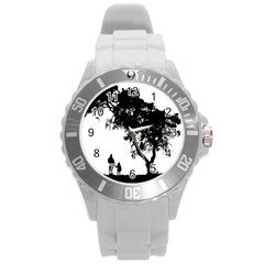 Black Father Daughter Natural Hill Round Plastic Sport Watch (l) by Mariart