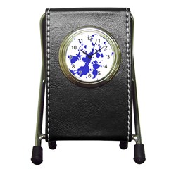 Blue Plaint Splatter Pen Holder Desk Clocks by Mariart