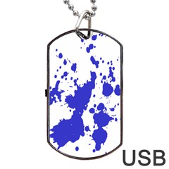 Blue Plaint Splatter Dog Tag Usb Flash (two Sides)