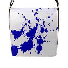 Blue Plaint Splatter Flap Messenger Bag (l)  by Mariart