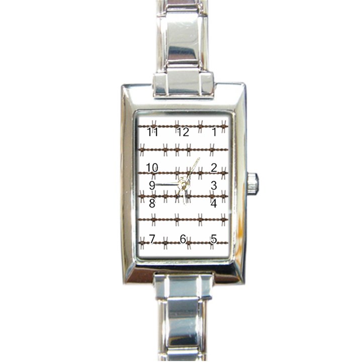 Barbed Wire Brown Rectangle Italian Charm Watch