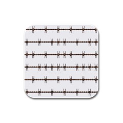 Barbed Wire Brown Rubber Square Coaster (4 Pack) 