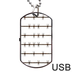 Barbed Wire Brown Dog Tag Usb Flash (one Side) by Mariart