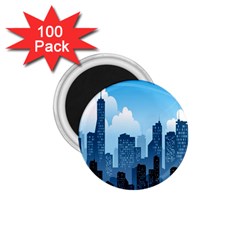 City Building Blue Sky 1 75  Magnets (100 Pack) 