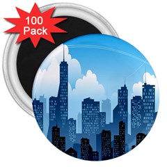 City Building Blue Sky 3  Magnets (100 Pack)